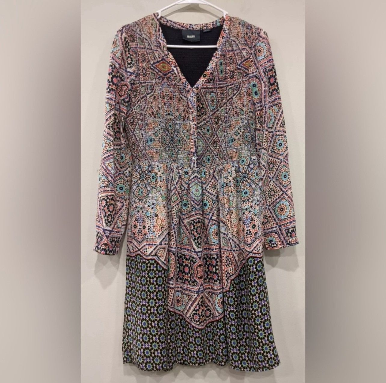 Anthropologie Anthropologie Abstract MulticolorJewel Bohemian Mini Dress Size S / US 4 / IT 40 - 4 Thumbnail