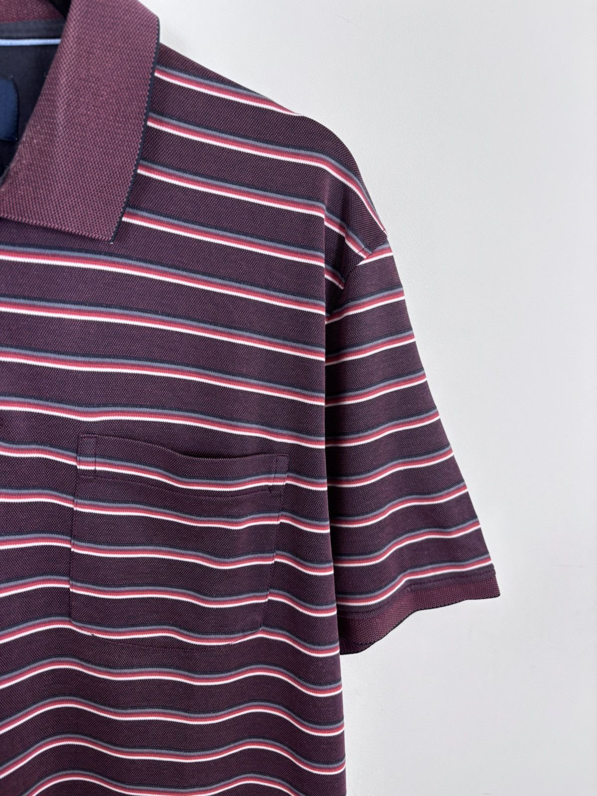Paul Smith Paul Smith Men’s Burgundy Striped Short Sleeve Polo Shirt Size US XL / EU 56 / 4 - 3 Thumbnail