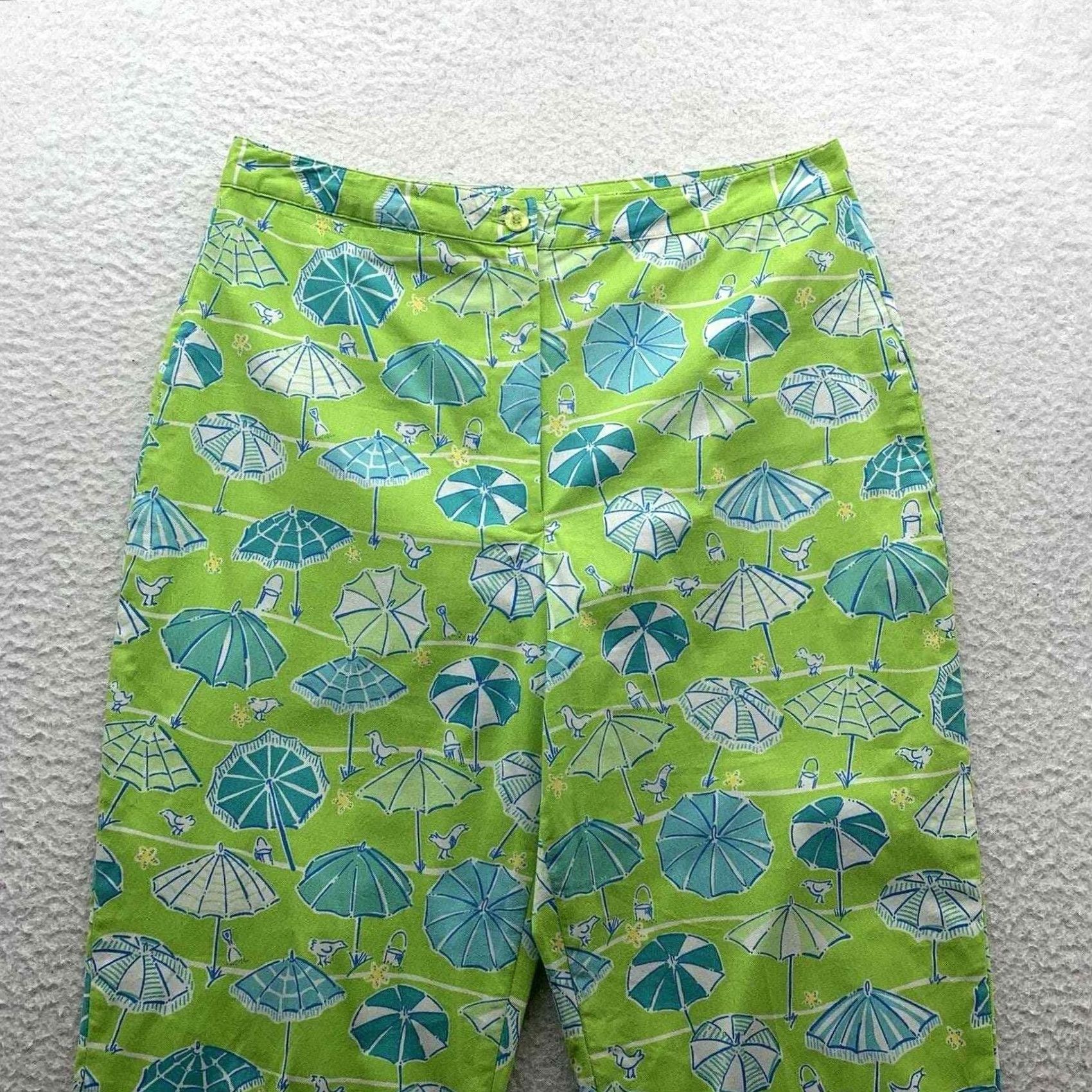 Lilly Pulitzer VINTAGE Lilly Pulitzer Pants Womens 6 Capri Beach Umbrella Seagull Sand Dollar Green Size 30" / US 8 / IT 44 - 2 Thumbnail