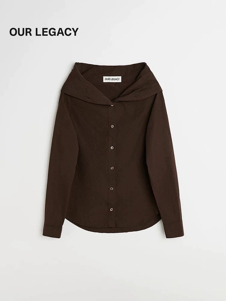 Our Legacy Our Legacy size36 Dark brown coarse silk shirt Size S / US 4 / IT 40 - 1 Thumbnail