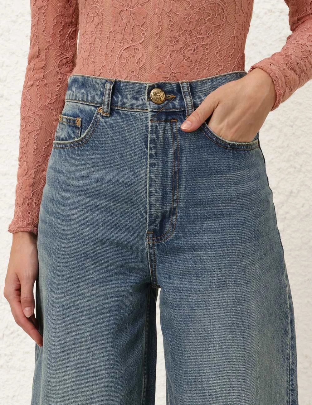 Zimmermann oc11z0825 Illustration Barrel Jeans in Blue Size 26" / US 2 / IT 38 - 5 Thumbnail