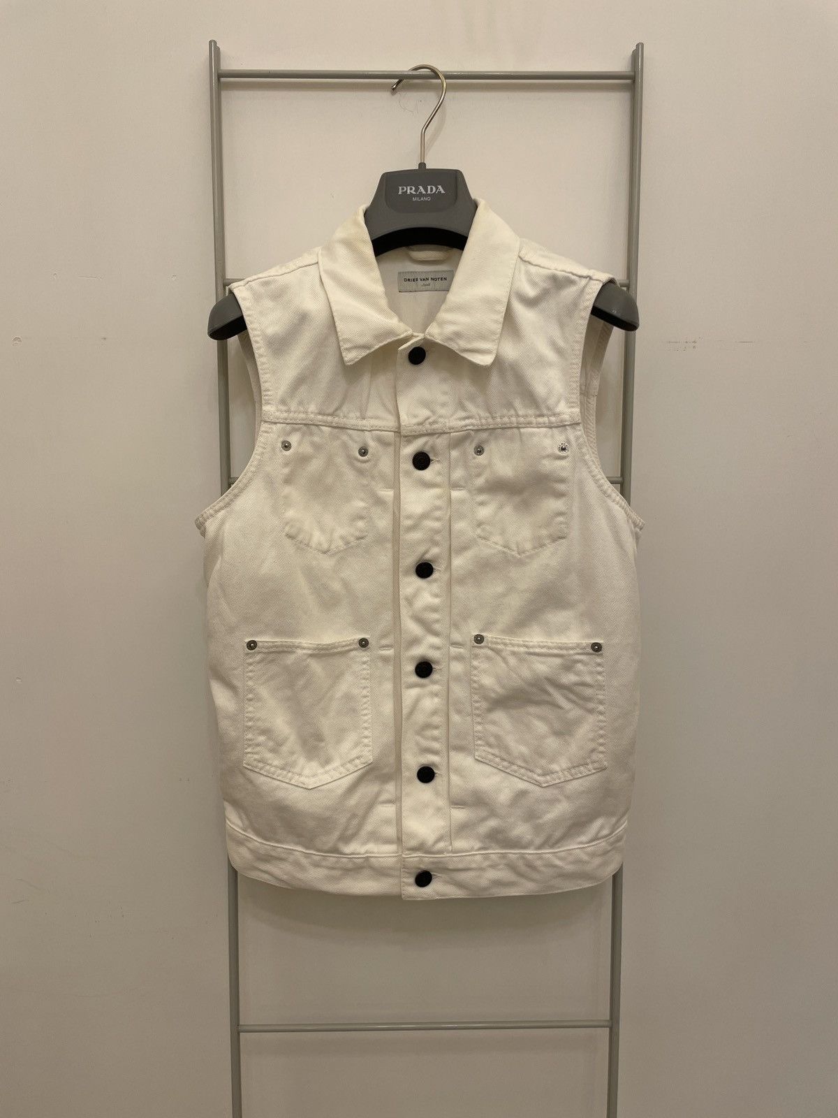 image of Dries Van Noten Dvn Denim Vest White, Men's (Size Small)