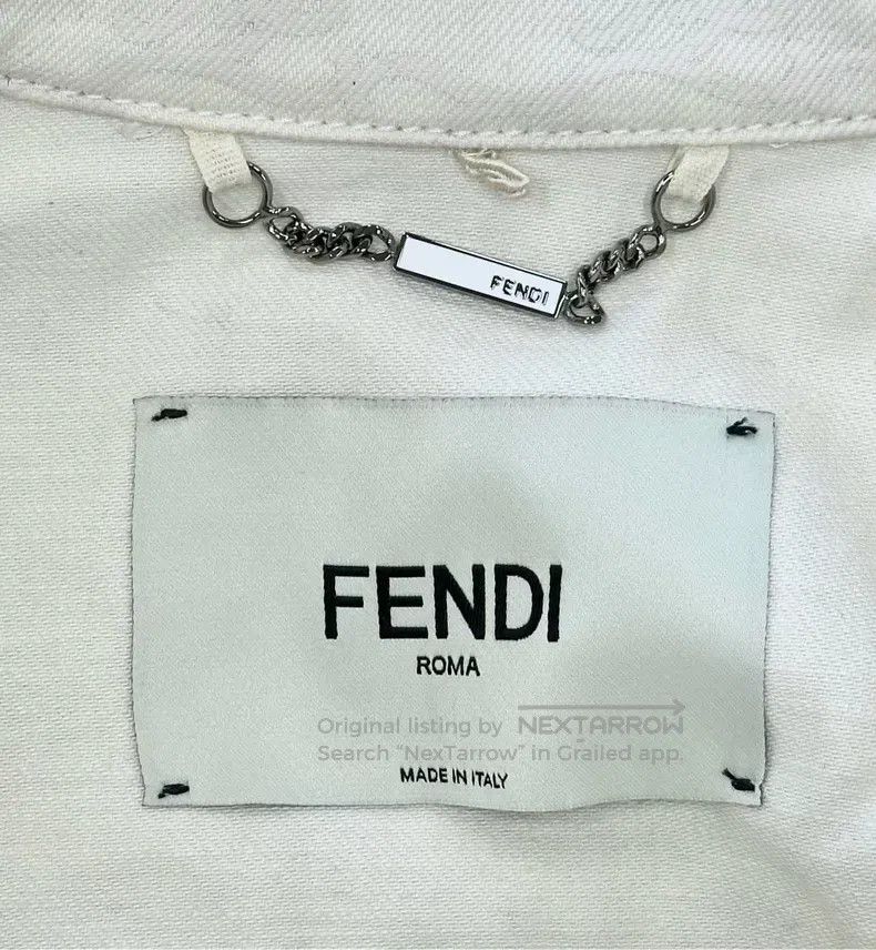 Fendi Fendi Cream White Monogram Printed Short Denim Jacket Size XS / US 0-2 / IT 36-38 - 3 Thumbnail