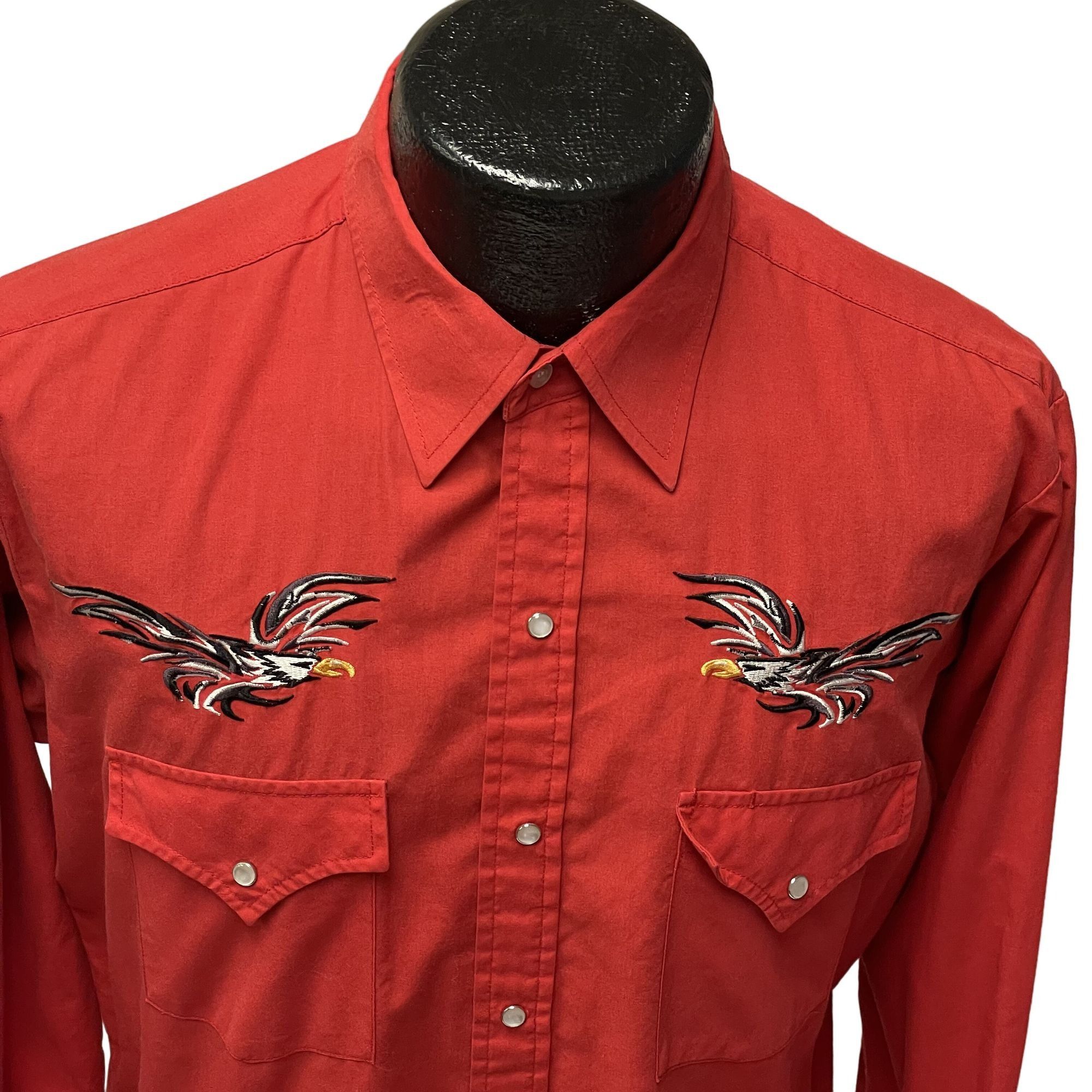 Other Vtg Plains RED Rockabilly PEARL SNAP Cowboy Western Shirt Size US M / EU 48-50 / 2 - 2 Thumbnail