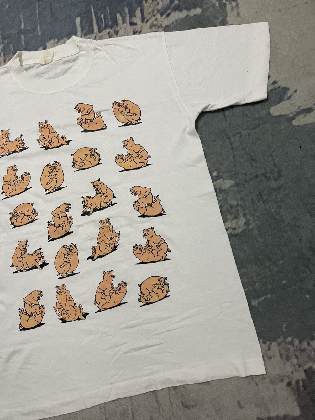 Vintage 90s FARM ANIMAL PIG ALL SEX POSITION FUNNY DESIGN Size US L / EU 52-54 / 3 - 4 Thumbnail
