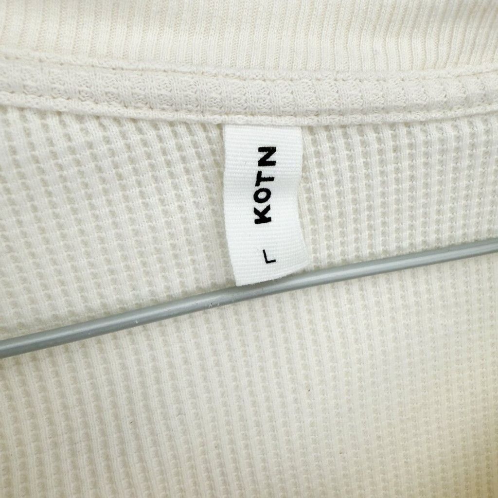 Kotn KOTN Ribbed Cream Contemporary White V-Neck T-shirt Size L Size L / US 10 / IT 46 - 5 Thumbnail