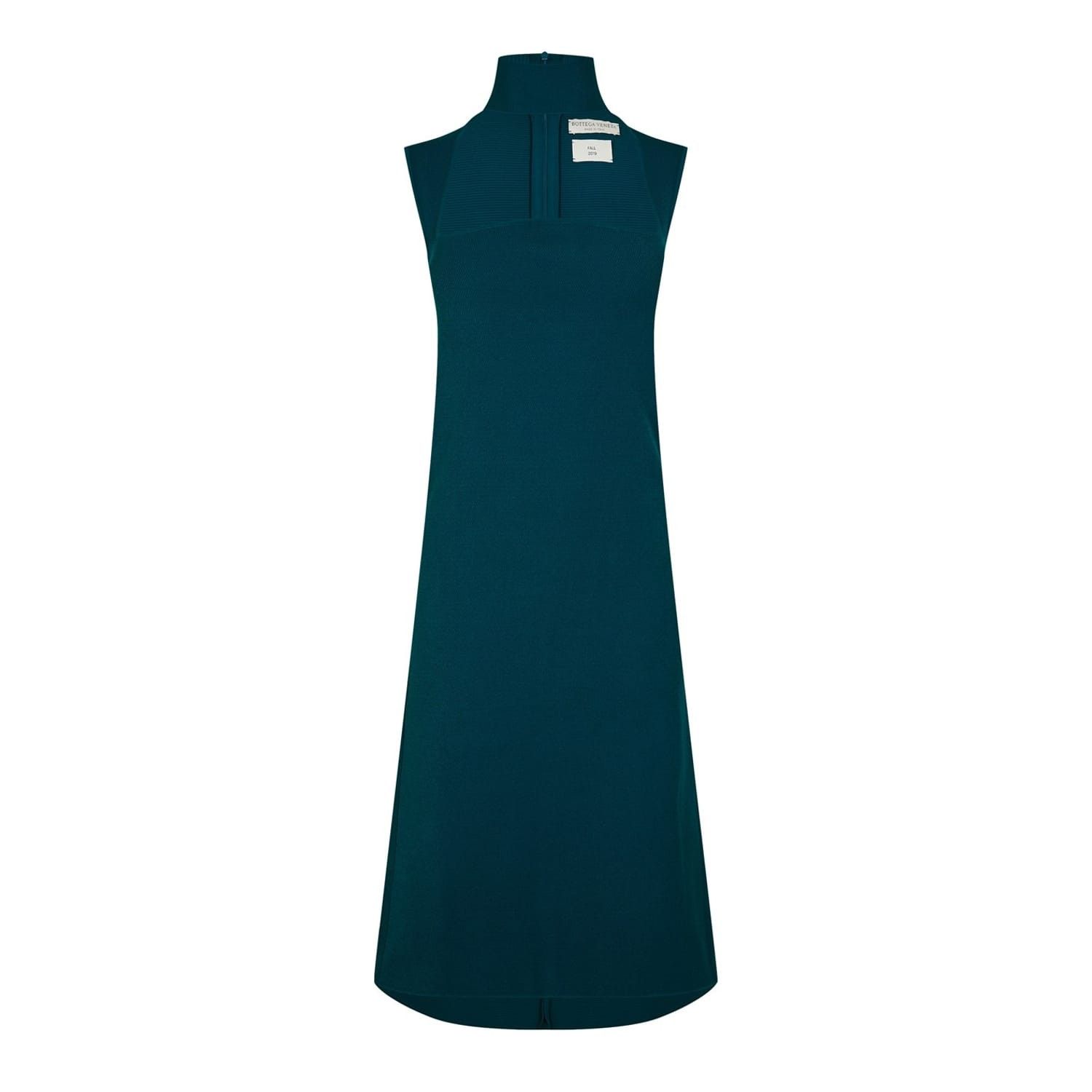 Bottega Veneta Bottega Veneta High Neck Midi Dress in Green Size L / US 10 / IT 46 - 1 Thumbnail
