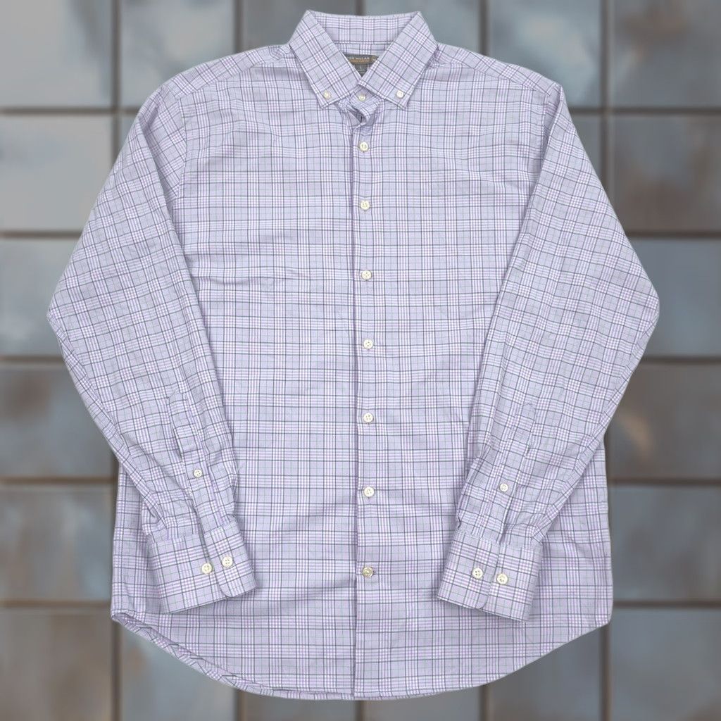 Peter Millar VINTAGE Peter Millar Men's L Lavender Plaid Summer Comfort Button-Down Shirt Nylon Blend Size US L / EU 52-54 / 3 - 1 Thumbnail