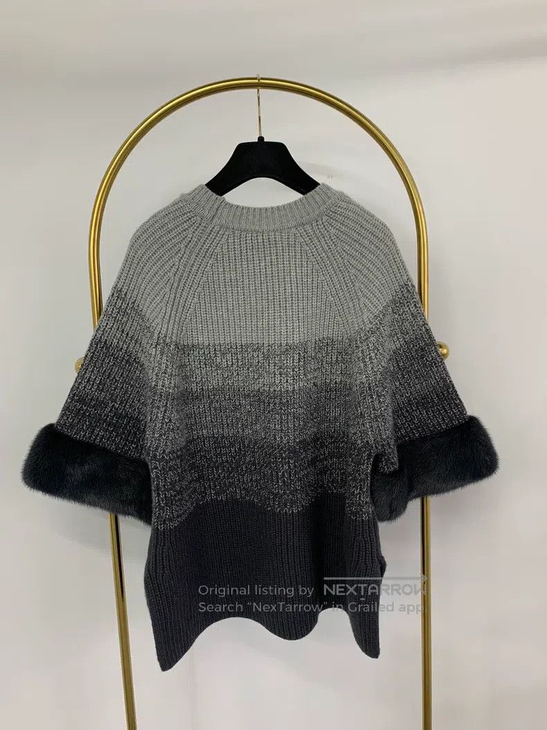 Fendi Fendi Gray color block striped mink fur knit sweater Size S / US 4 / IT 40 - 3 Thumbnail