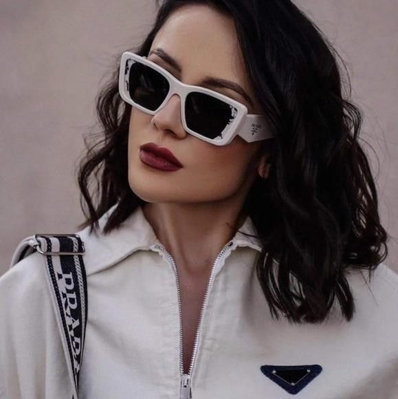 Authentic New PRADAPR 08YS white havana black Sunglasses display picture 2