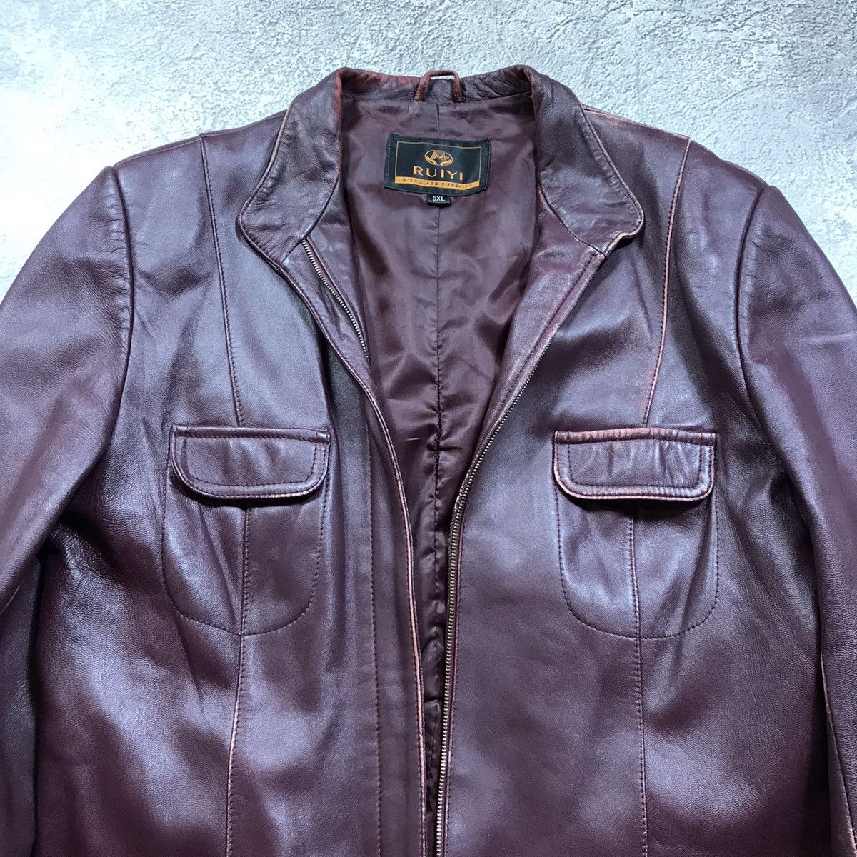 Vintage Vintage 90s Brown Leather Jacket Workwear Streetwear Baggy L Size L / US 10 / IT 46 - 3 Thumbnail