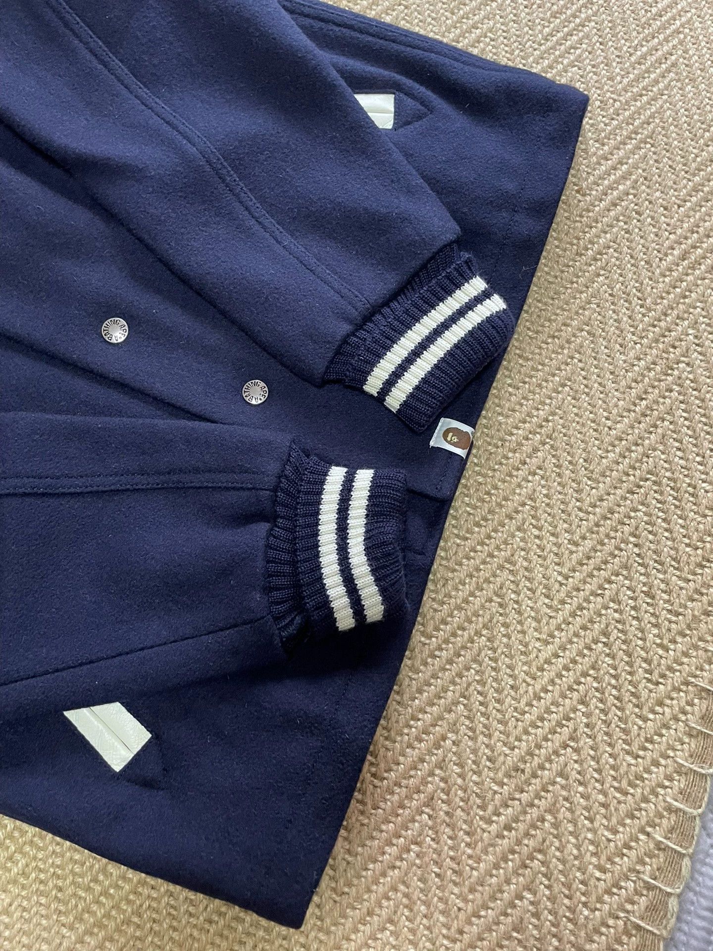 Bape BAPE Ape Head Embr Wool Baseball Jkt Navy S NIGO Size US S / EU 44-46 / 1 - 5 Thumbnail