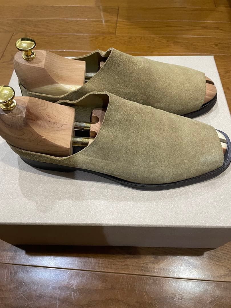 Lemaire LEMAIRE Suede Open-toe Flat Mule Sandals Beige 41 Size US 8 / EU 41 - 3 Thumbnail