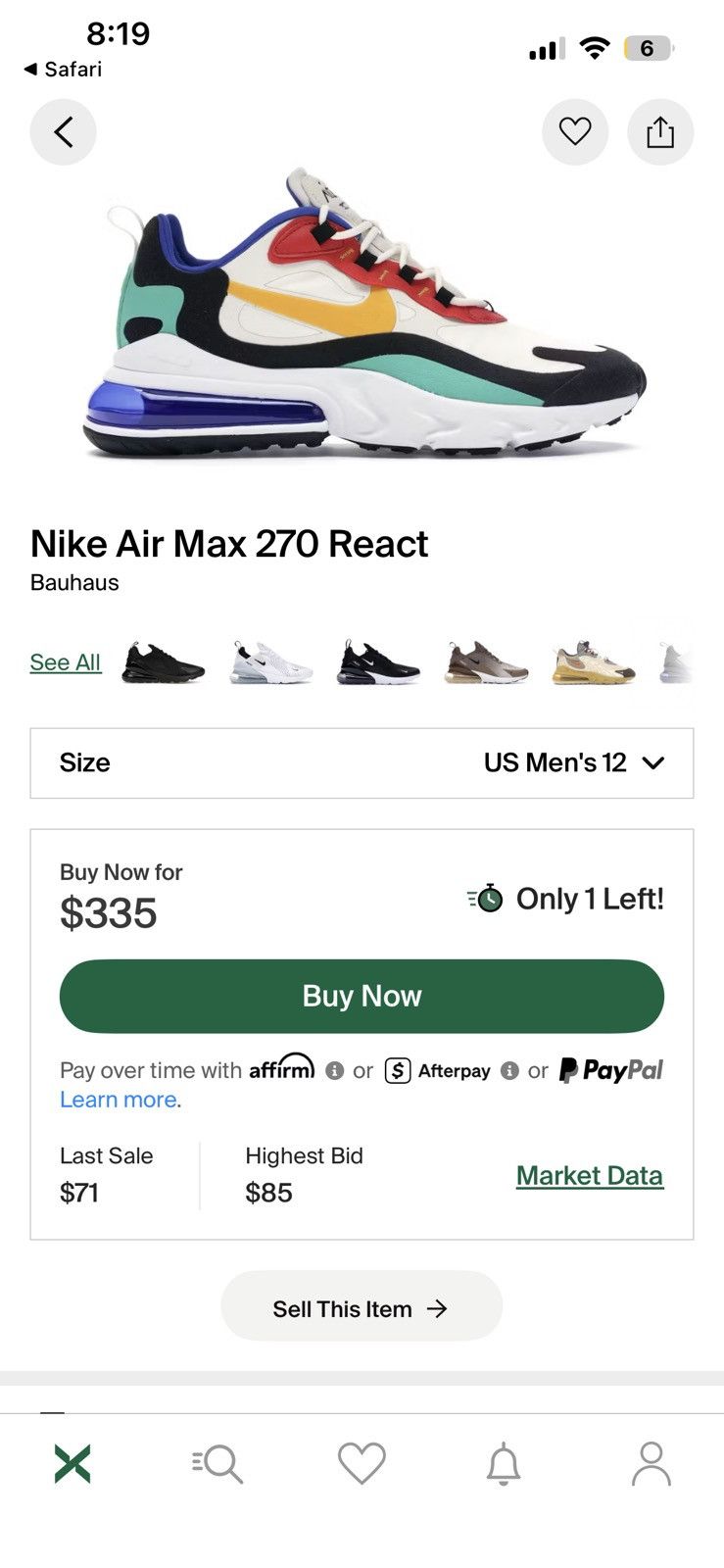 Nike Nike Air Max 270 React “Bauhaus” Size US 12 / EU 45 - 3 Thumbnail