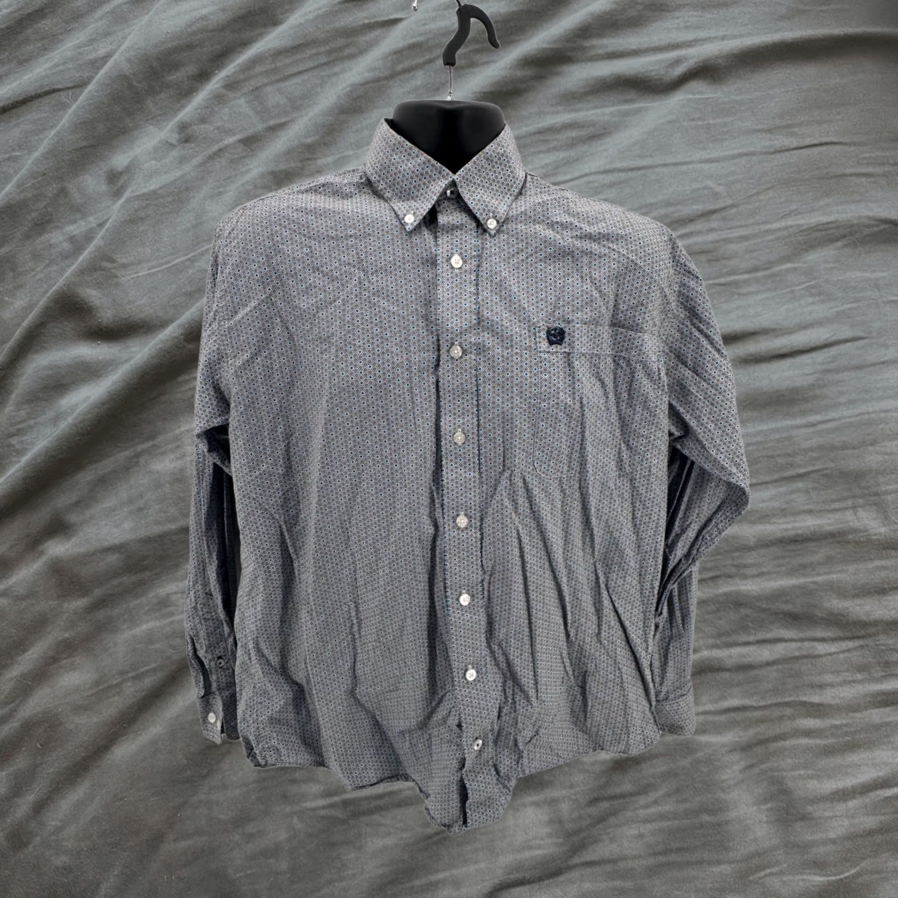 Cinch Shirt Small Blue Tan Geometric Medallion Western Cotton Mens, Men's
