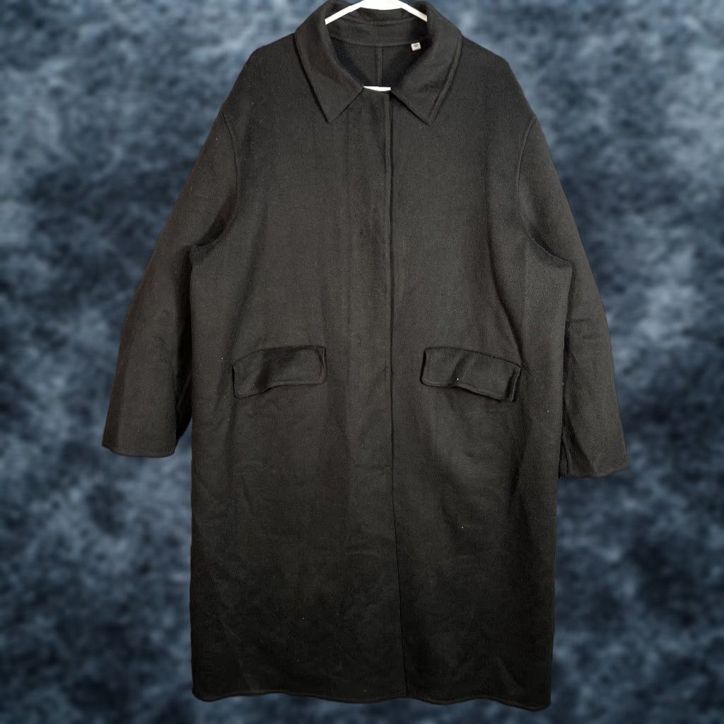 VINTAGE Uniqlo Wool Blend Pea Coat Womens XL Long Sleeve Black
