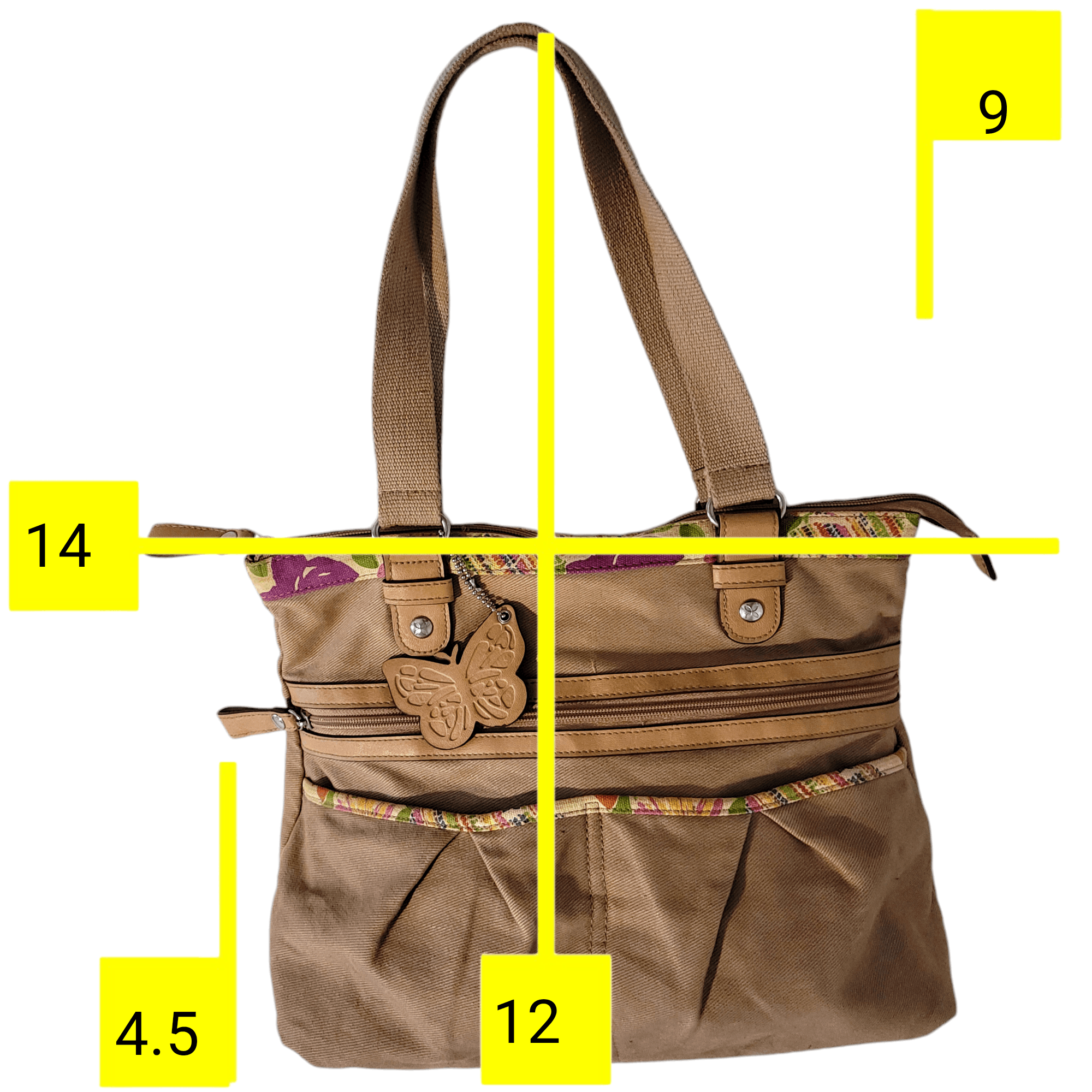 Relic Relic Tan Canvas Butterfly Bag Medium Large Size ONE SIZE - 13 Thumbnail