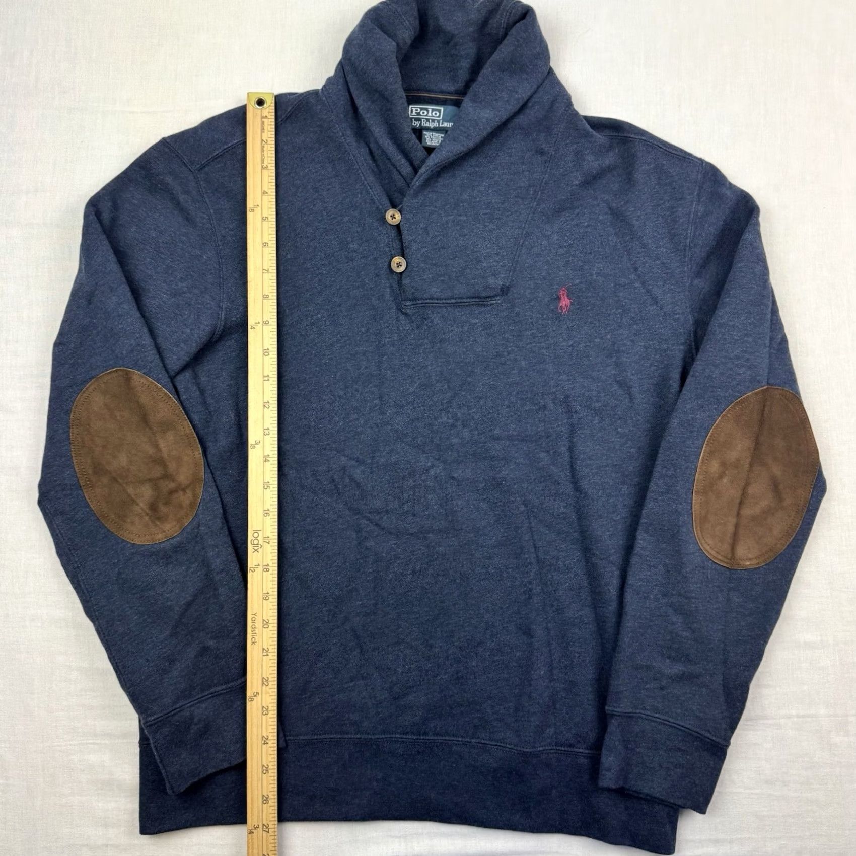 Polo Ralph Lauren VINTAGE Polo Ralph Lauren Shirt Long Sleeve Shawl Collar Sweatshirt Adult Large Blue 90s Preppy Mens Size US L / EU 52-54 / 3 - 4 Thumbnail