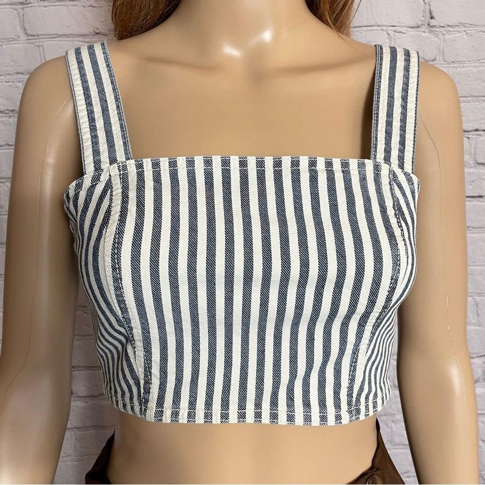 Zara NWT New Zara Striped Denim Crop Top Size XS Size XS / US 0-2 / IT 36-38 - 5 Thumbnail