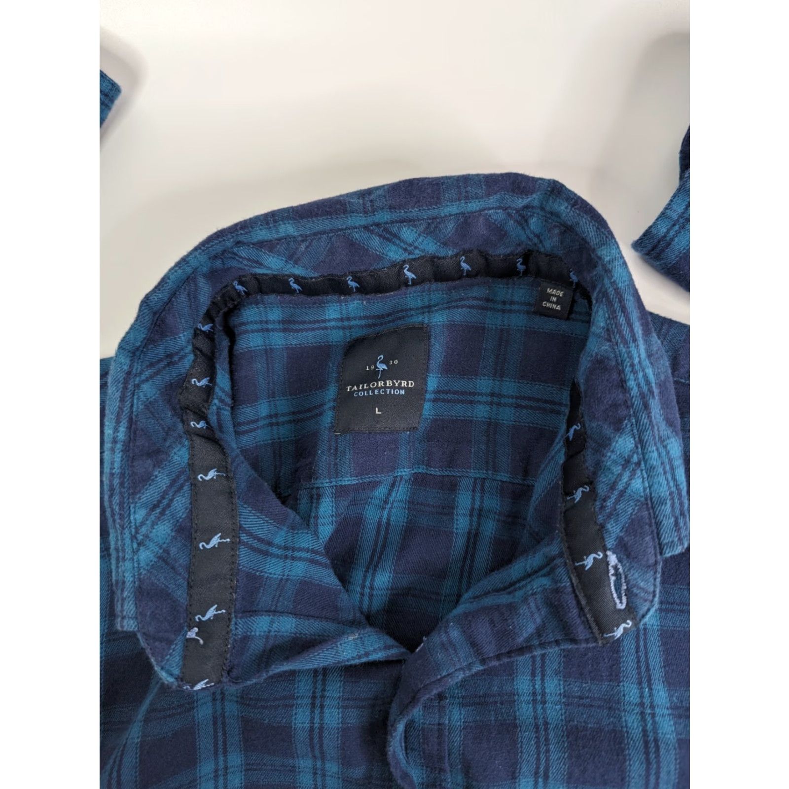 Tailorbyrd Tailor Byrd Men’s Button-Front Long Sleeve Blue Plaid Flannel Shirt L Size US L / EU 52-54 / 3 - 7 Thumbnail