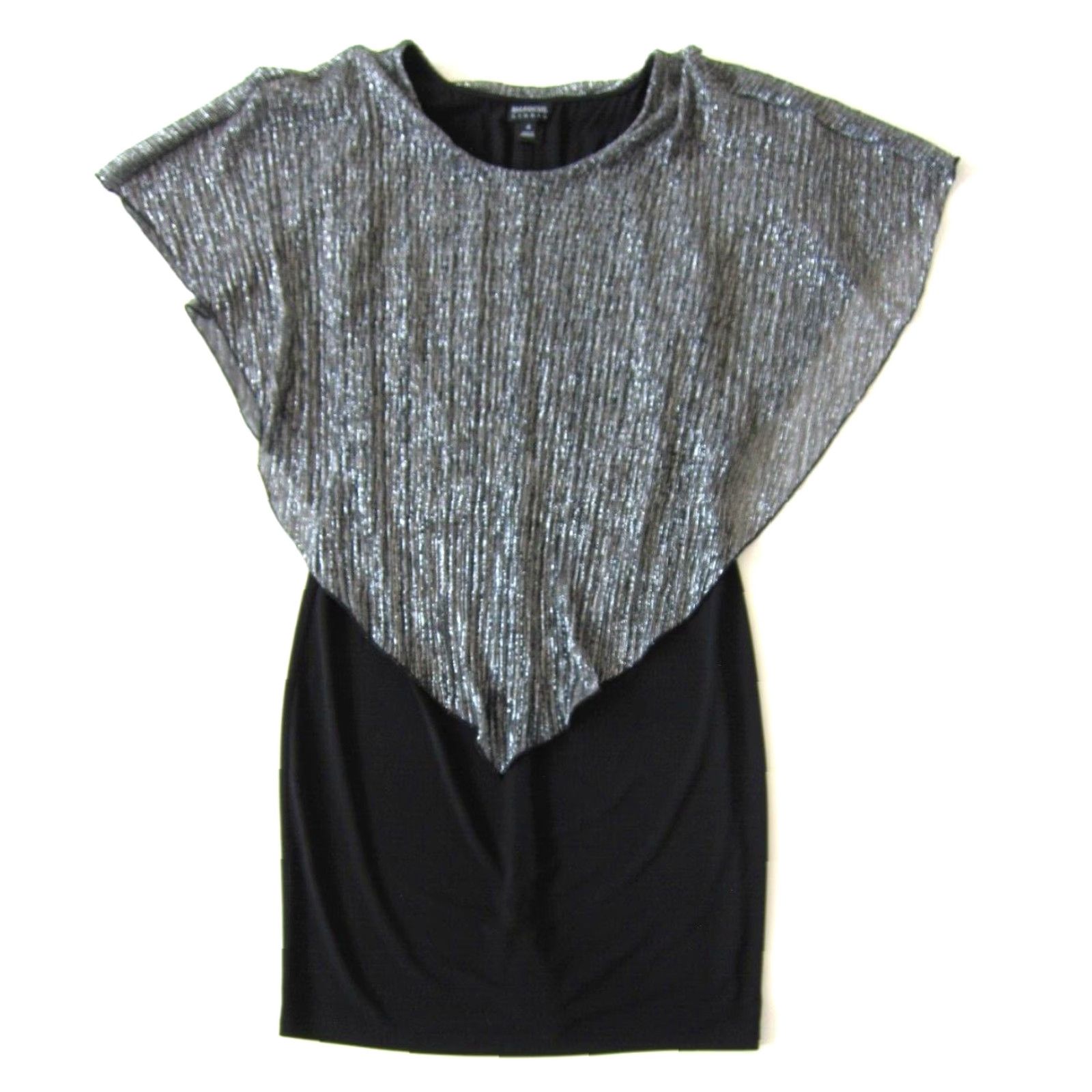 Vintage VINTAGE En Focus Studio Silver Sparkly Black Stretch Tunic Shift Pencil Dress Women 4 Size S / US 4 / IT 40 - 2 Thumbnail