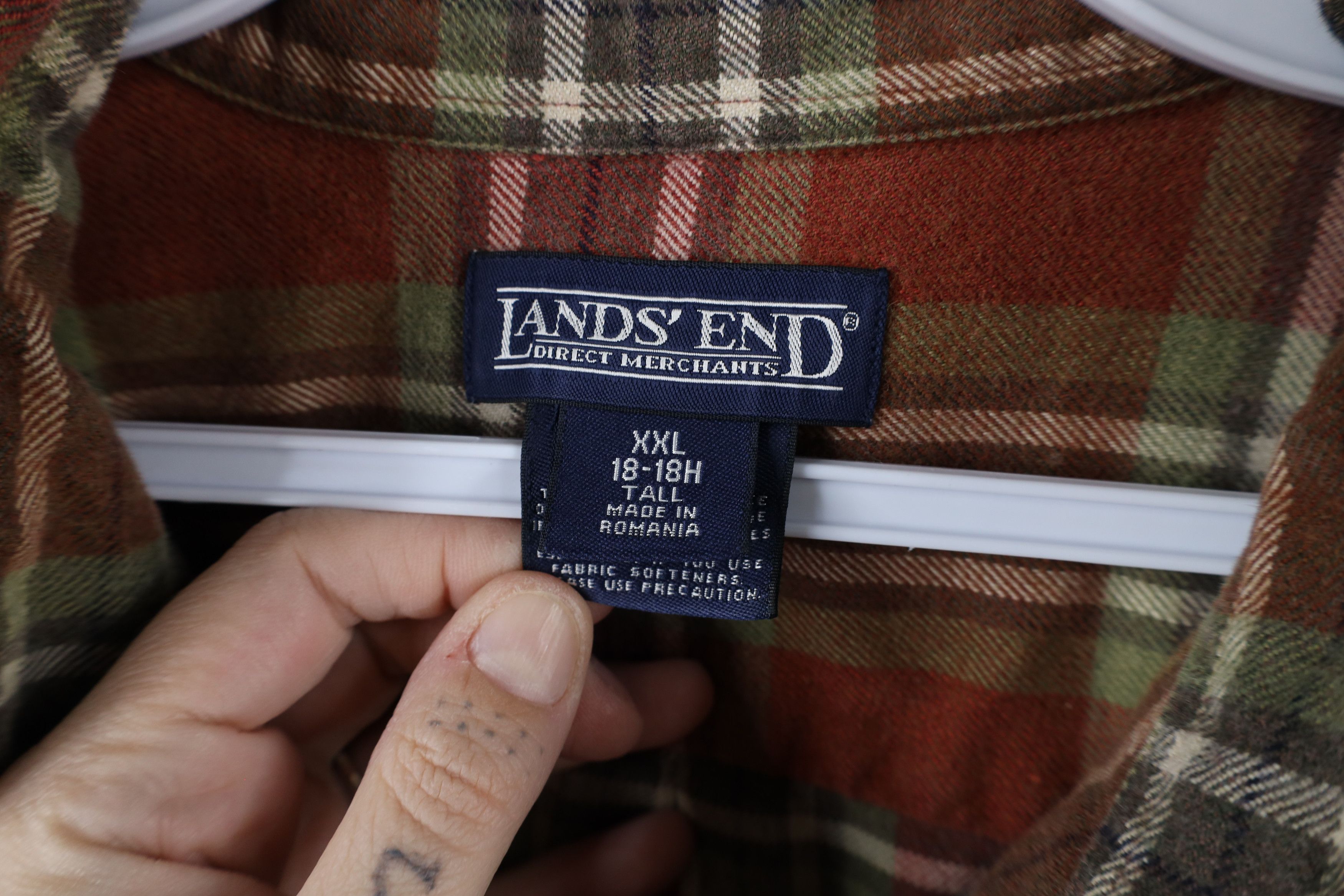 Lands' End × Vintage Vintage 90s Lands End Flannel Button Down Shirt Plaid Size US XXL / EU 58 / 5 - 9 Thumbnail