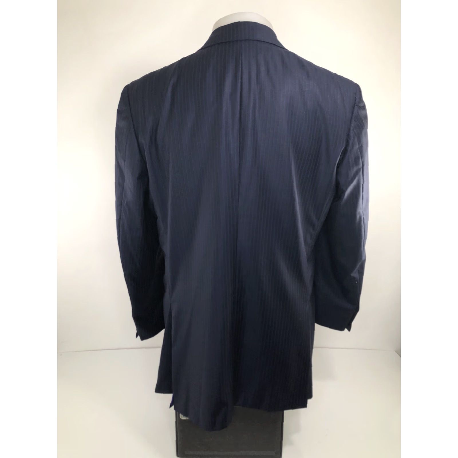 Vintage Bijan / Italy - Wool 170s / Silk Blend Sz. 46R Striped Blazer Jacket - Excellent Jacket Mens 46R Blue Purple Wool Silk Blazer Size 46R - 4 Thumbnail
