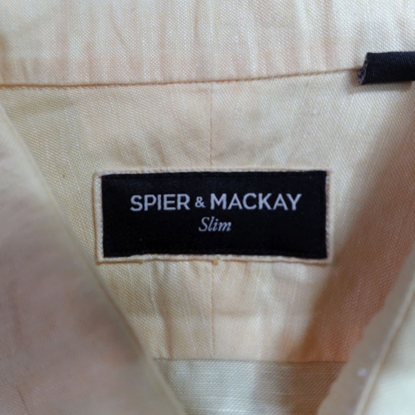 Vintage Spier & Mackay Shirt Large 16.5 Yellow Solid Linen Blend Slim Size US L / EU 52-54 / 3 - 2 Thumbnail