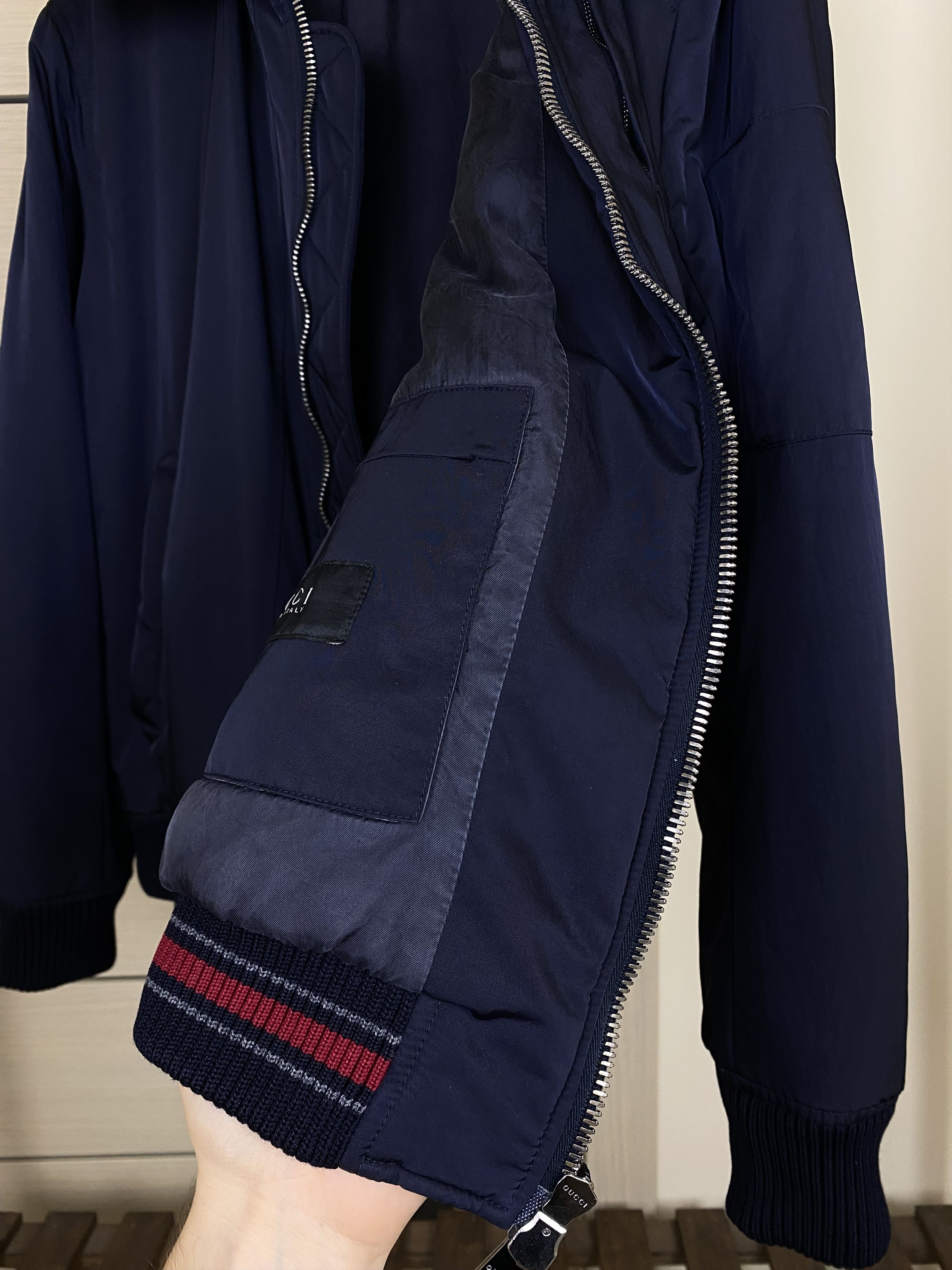 Gucci Rare vintage Gucci navy blue polyamide nylon bomber jacket Size US M / EU 48-50 / 2 - 11 Thumbnail