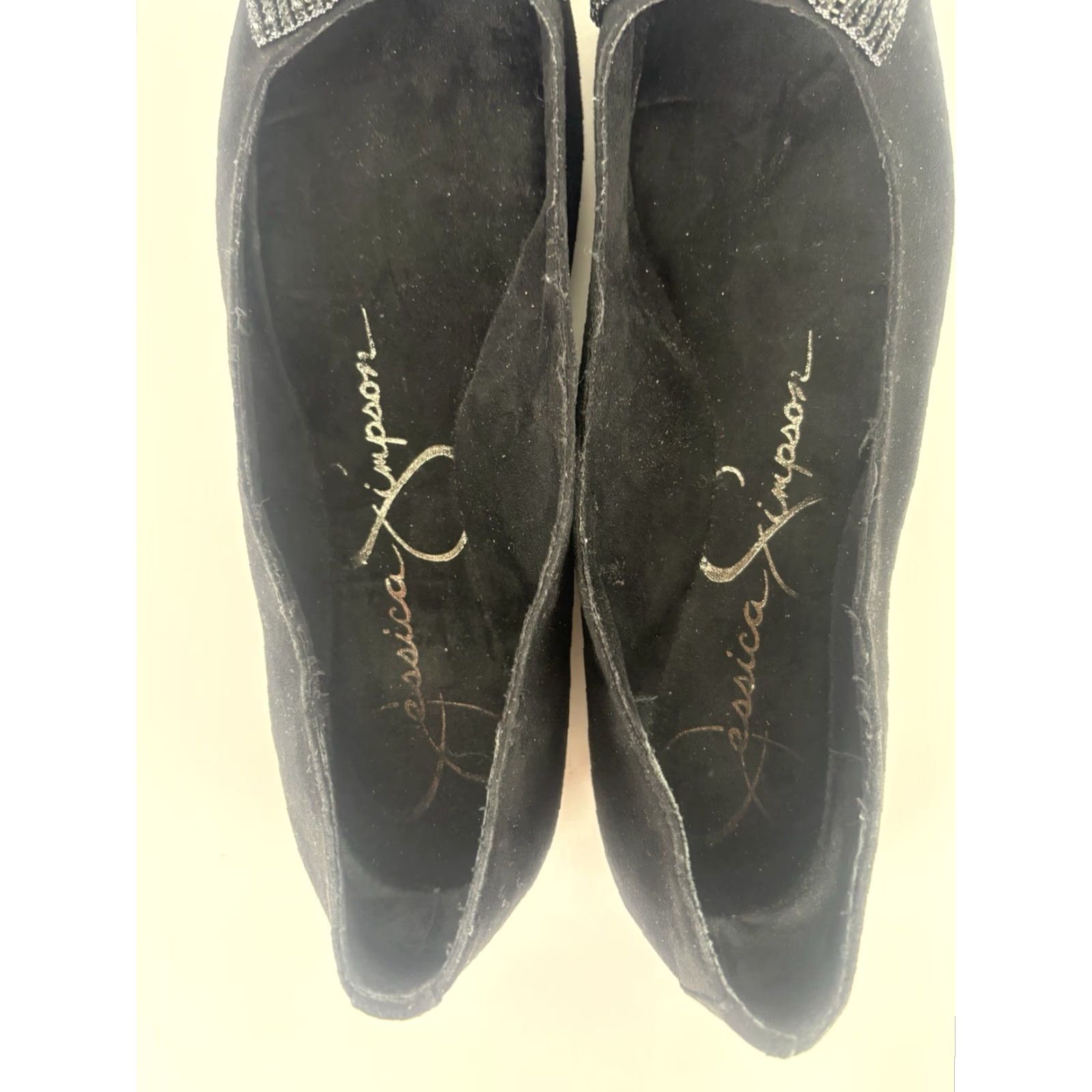 Jessica Simpson Jessica Simpson Ballet Flats Womens 6.5M Black Suede Sequin Bow Flat, Slip On, Round Toe Size US 7 / IT 37 - 5 Thumbnail