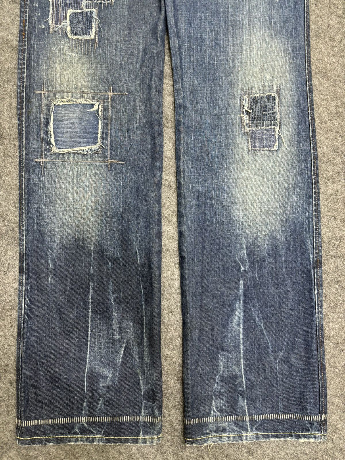 Japanese Brand 💥Patchwork💥Sick 90s Japan Rags Patchwork Recons Denim F470 Size US 36 / EU 52 - 3 Thumbnail