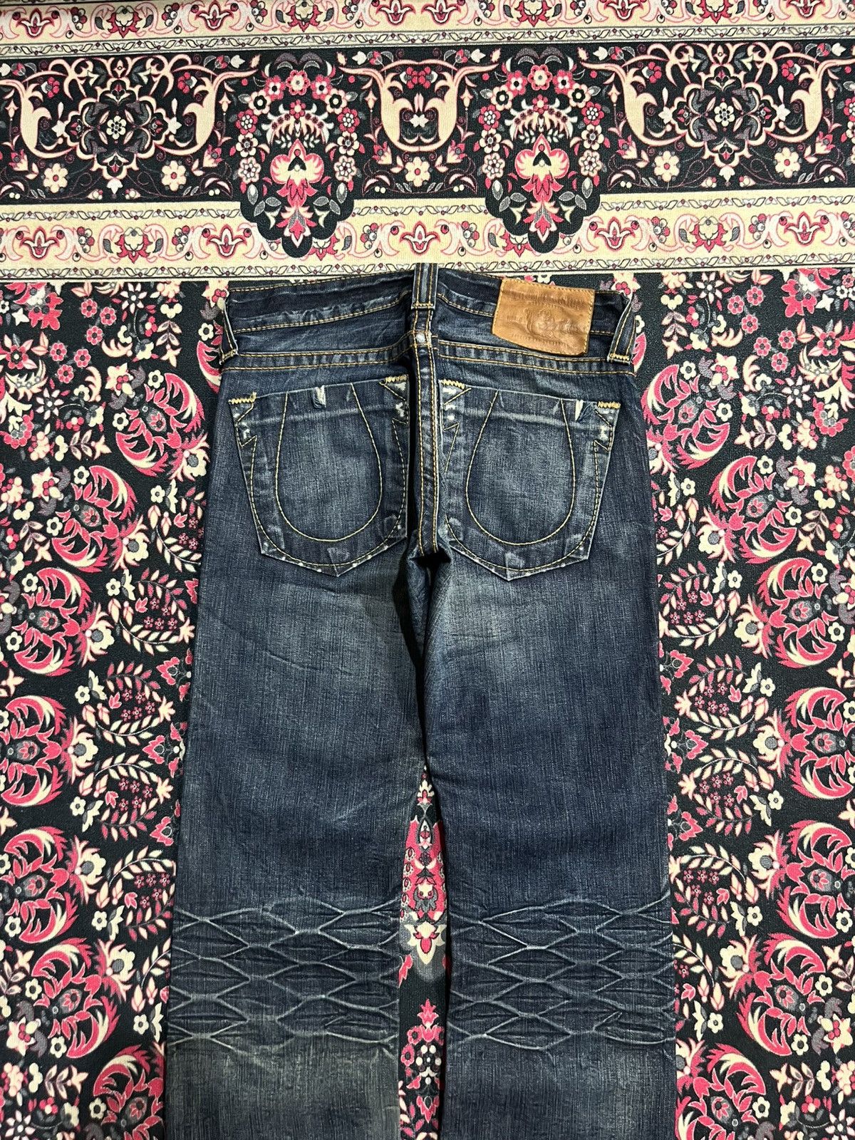 True Religion Vintage True Religion Dark Blue Distress Heavy Whisker Jeans Size US 30 / EU 46 - 6 Thumbnail