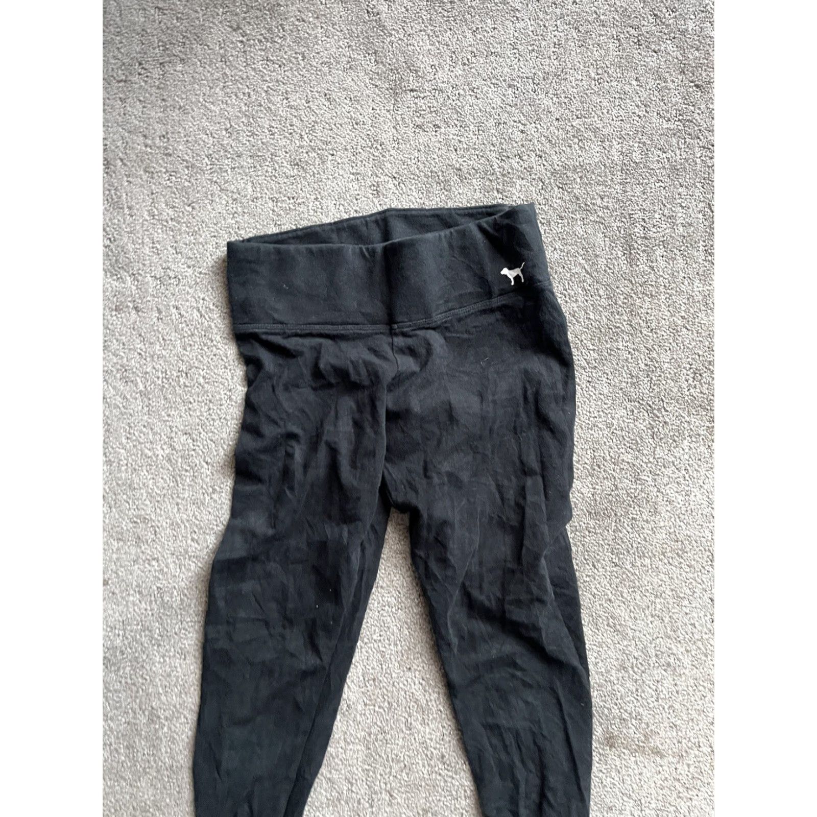 Victoria's Secret Pink Victoria's Secret Women’s XS Black Logo Leggings Yoga Solid Logo Size 26" / US 2 / IT 38 - 2 Thumbnail