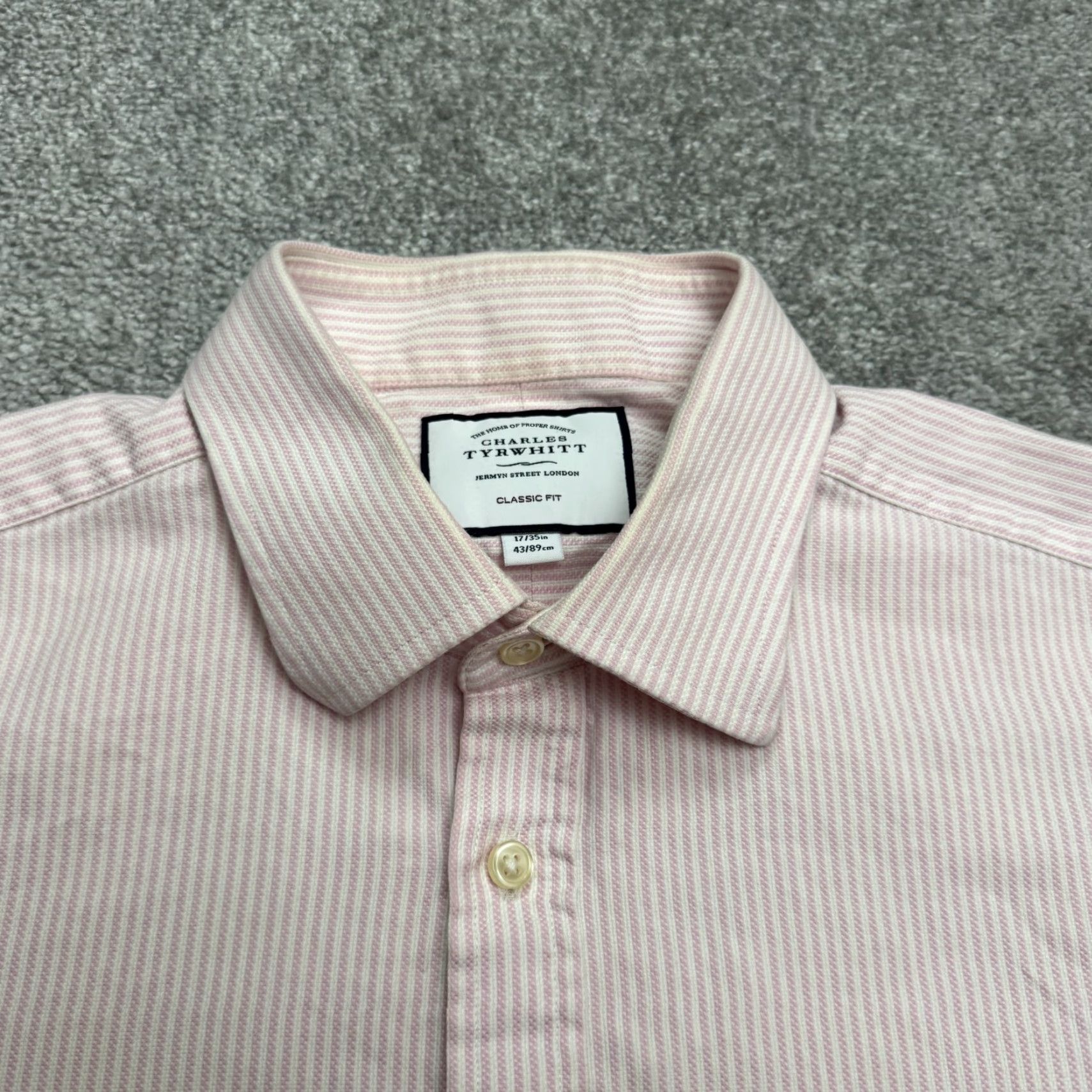 Charles Tyrwhitt Charles Tyrwhitt Dress Shirt Men 17/35 Pink Striped French Cuff Classic Fit Shirt Womens? Size 46R - 3 Thumbnail