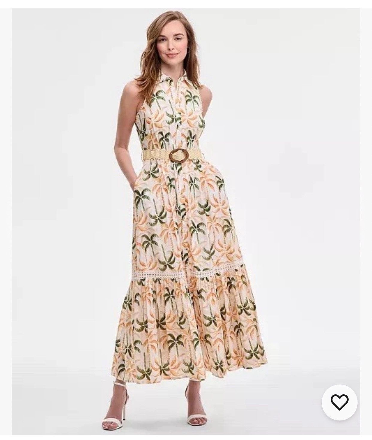 Ann Taylor NWT Taylor Printed Teffeta-Belted Front Button Maxi Dress Size M / US 6-8 / IT 42-44 - 1 Thumbnail