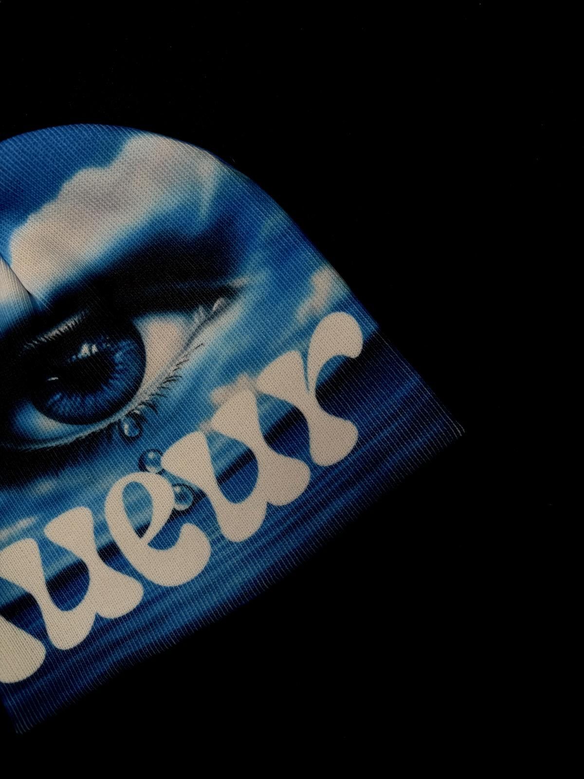 Japanese Brand Rare Y2k Lueur Crying Eye Print No Cuff Knit Beanie Hat Blue Size ONE SIZE - 2 Thumbnail