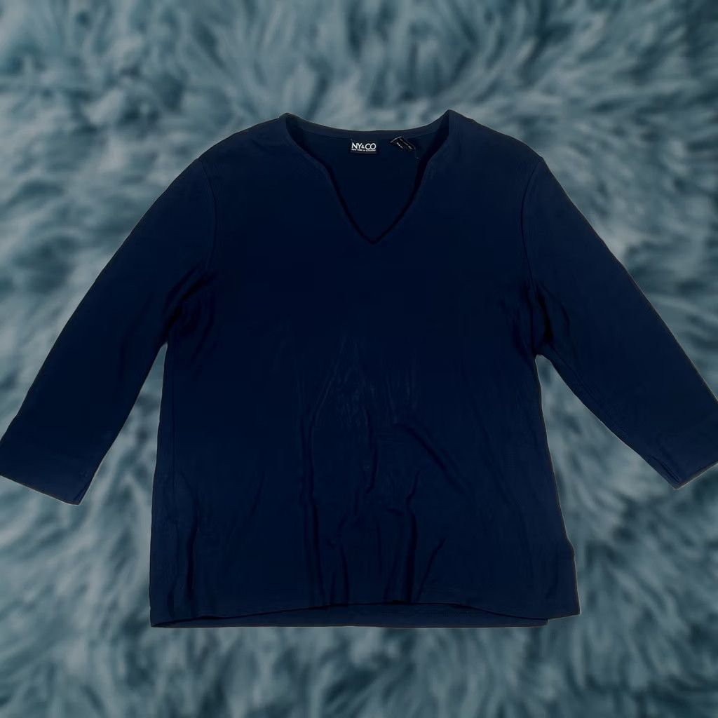 CO Ny & Co Blouse Top Navy Blue Women L Size Regular Blouse NY & Co Navy Blue Women L XI Size L / US 10 / IT 46 - 1 Thumbnail
