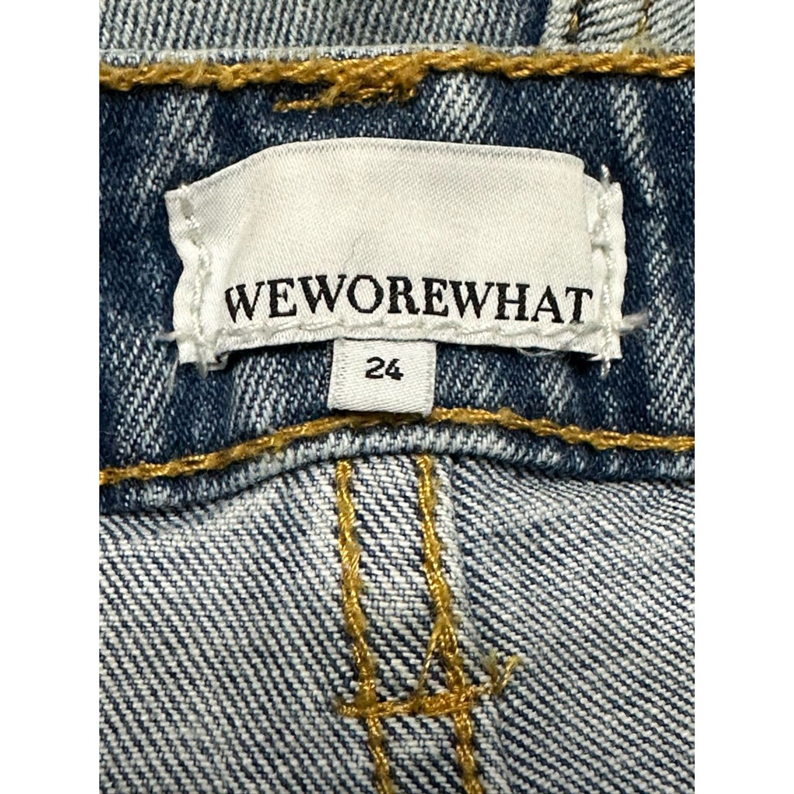 Other WeWoreWhat Jean Shorts Whiskered Cuffed Hem Mid-Rise Blue 24 Size 24" / US 00 / IT 34 - 7 Thumbnail