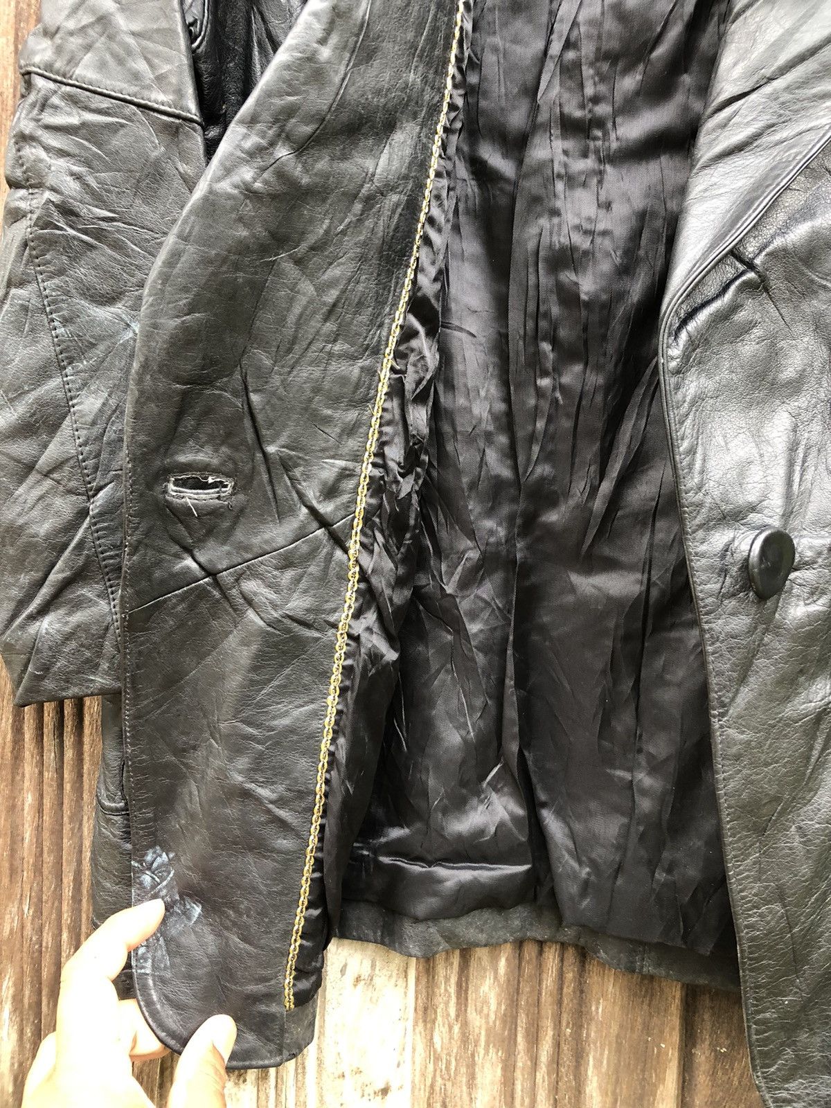 Designer × Vintage Vintage Unbranded Double Collar Leather Jacket Size ONE SIZE - 5 Thumbnail