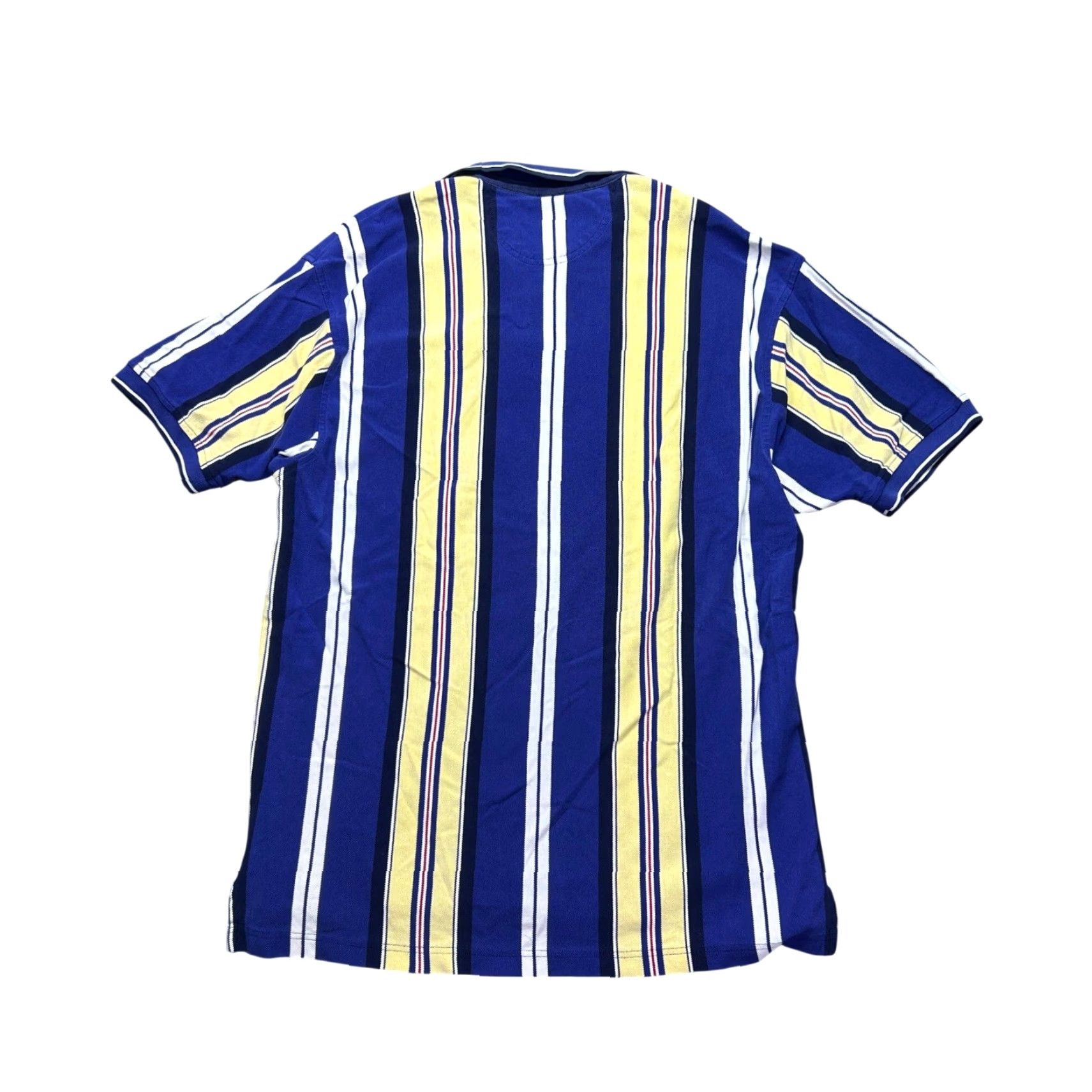 Izod VINTAGE IZOD Polo Shirt Mens XL Blue Yellow Stripe 100% Cotton Short Sleeve Classic 90s Golf Preppy Logo Button Collar Casual Size US XL / EU 56 / 4 - 2 Thumbnail