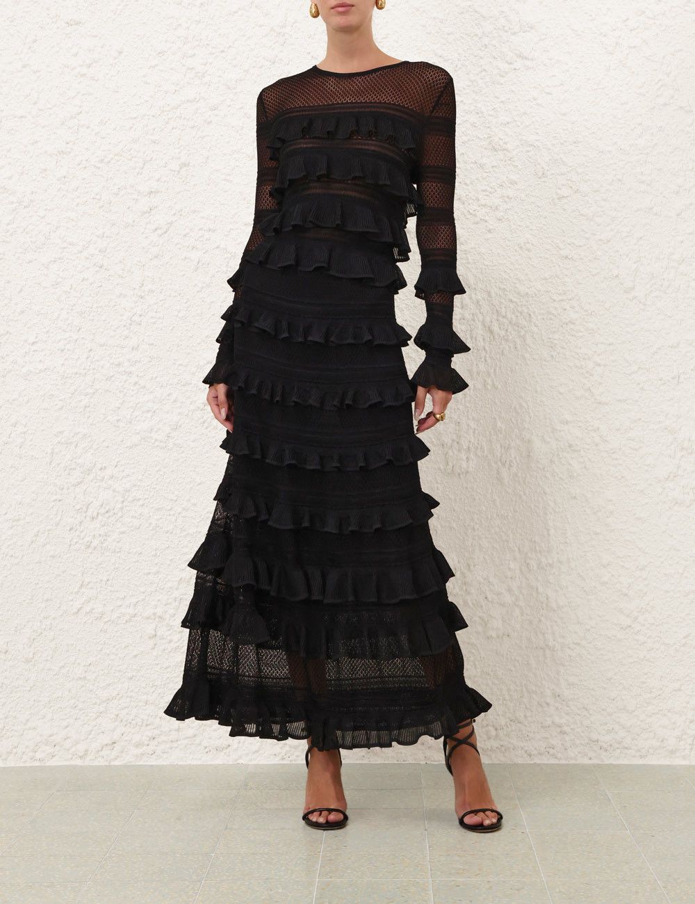 Zimmermann oc11z0526 Luna Lace Frilled Skirt in Black Size 32" / US 10 / IT 46 - 2 Thumbnail