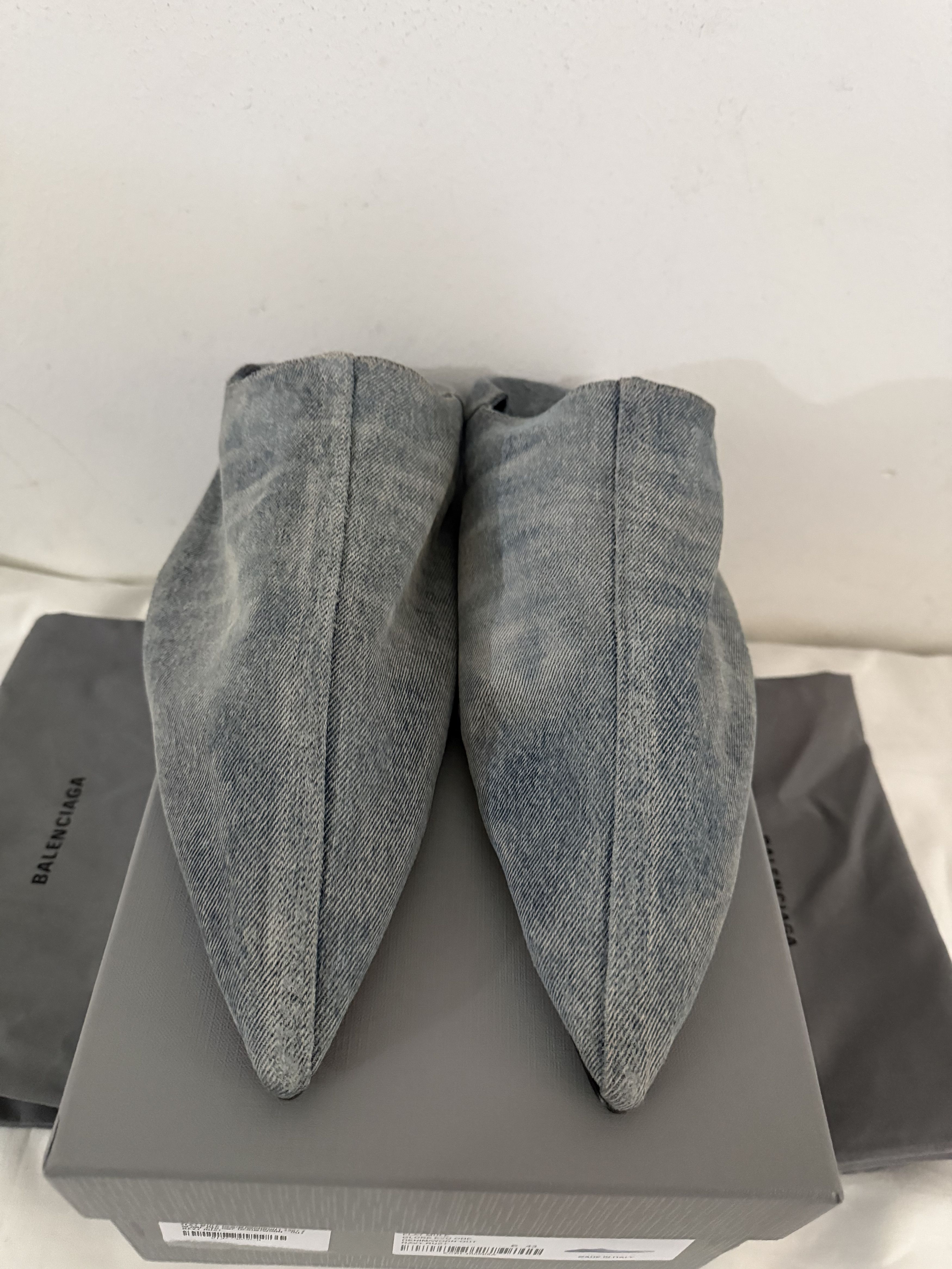 Balenciaga Calfskin Denim Babouche Mules Size US 7 / EU 40 - 3 Thumbnail