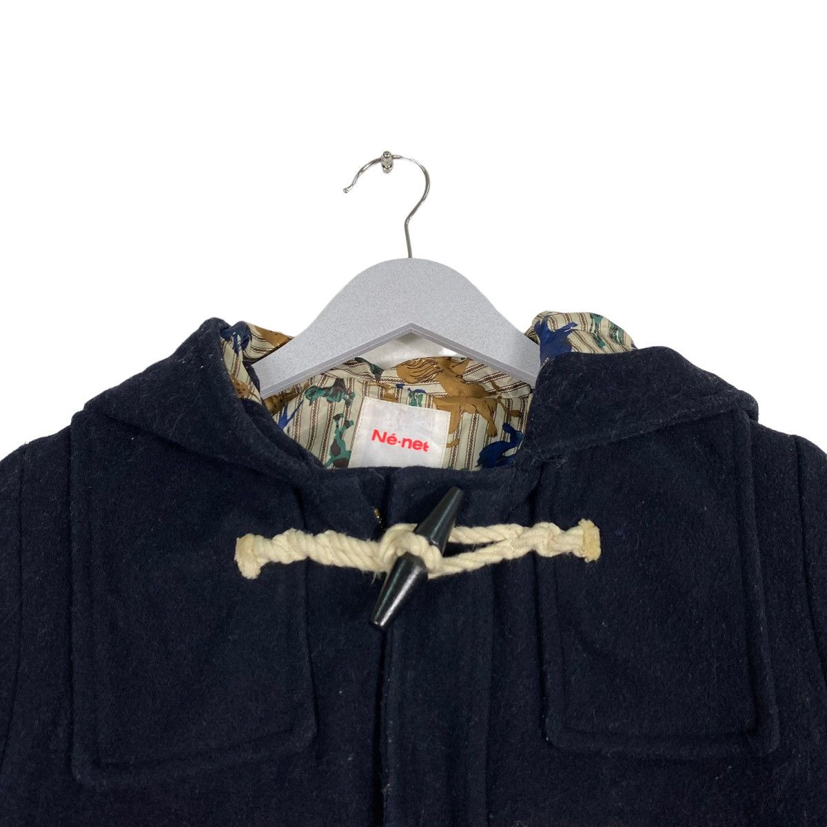 Issey Miyake × Ne-Net 💥NENET DUFFLE WOOL PRINTED LINEN ISSEY MIYAKE JACKET Size US M / EU 48-50 / 2 - 5 Thumbnail