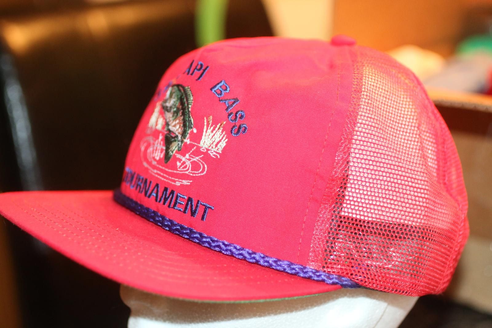 Bass Vintage 1991 API Bass Tournament Trucker Hat Rope Snapback Size ONE SIZE - 3 Thumbnail