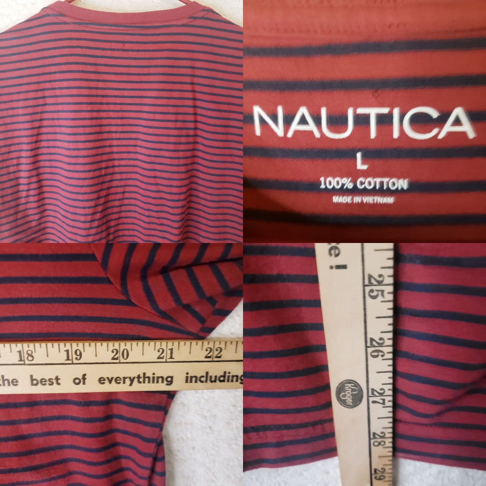 Nautica Nautica Men's Short Sleeve Tee Striped Crew Neck T-Shirt Red L Size US L / EU 52-54 / 3 - 8 Thumbnail