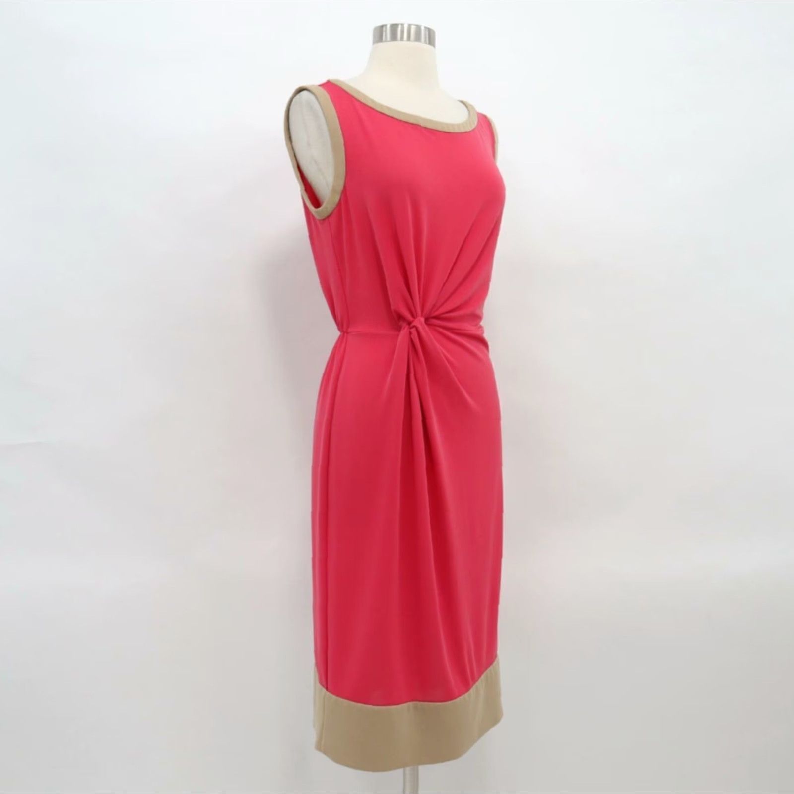 Philosophy Di Alberta Ferretti Dress Women US6 Knot Front Coral Red Stretch I42