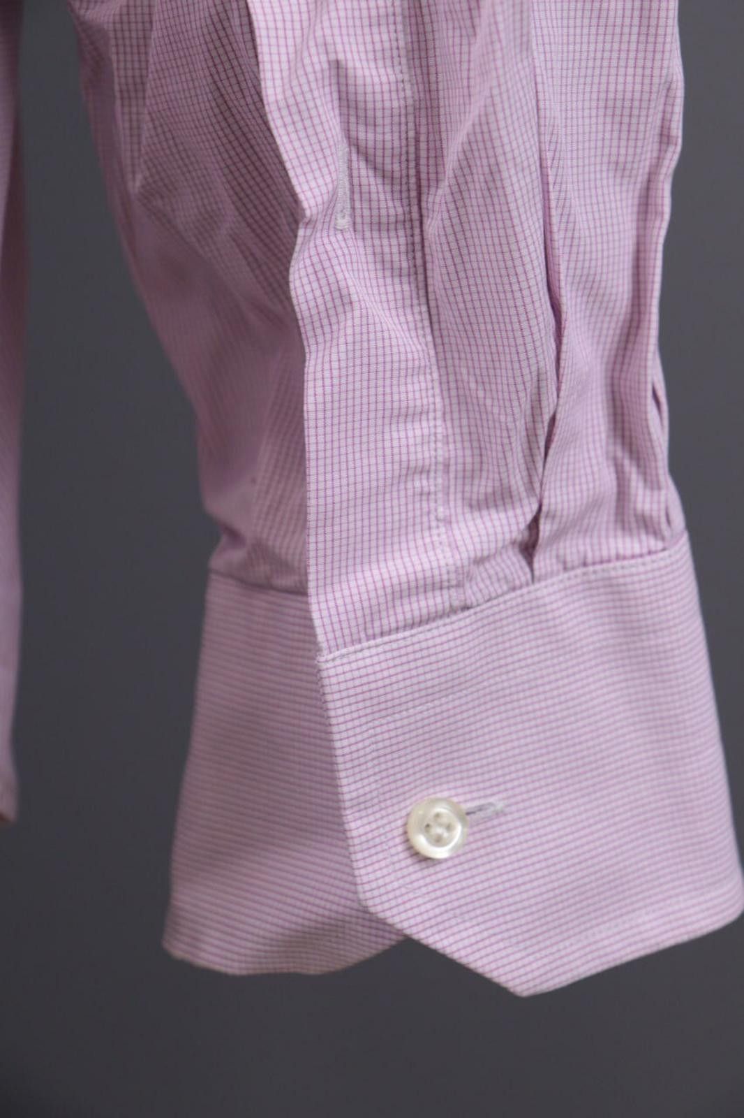 Designer Boggi Milano Pink Check Button Down Shirt 44 / 17 1/2 Size US M / EU 48-50 / 2 - 12 Thumbnail