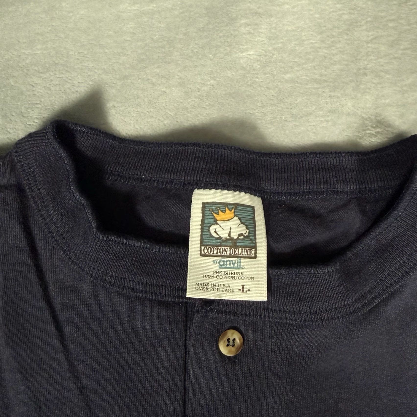 Vintage VINTAGE Guarding Tess Movie Promo Henley T Shirt Mens L Slim Fit Long Sleeve 90s Blue Logo Pattern Cotton Size US L / EU 52-54 / 3 - 3 Thumbnail