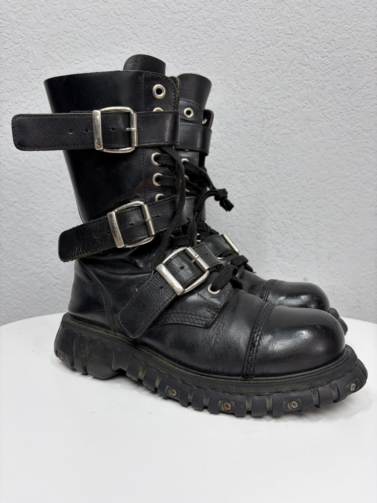 Hedi Slimane Studded Leather Multi Belted Boots Avant-Garde CCP Style Y2K Size US 9.5 / EU 42-43 - 4 Thumbnail