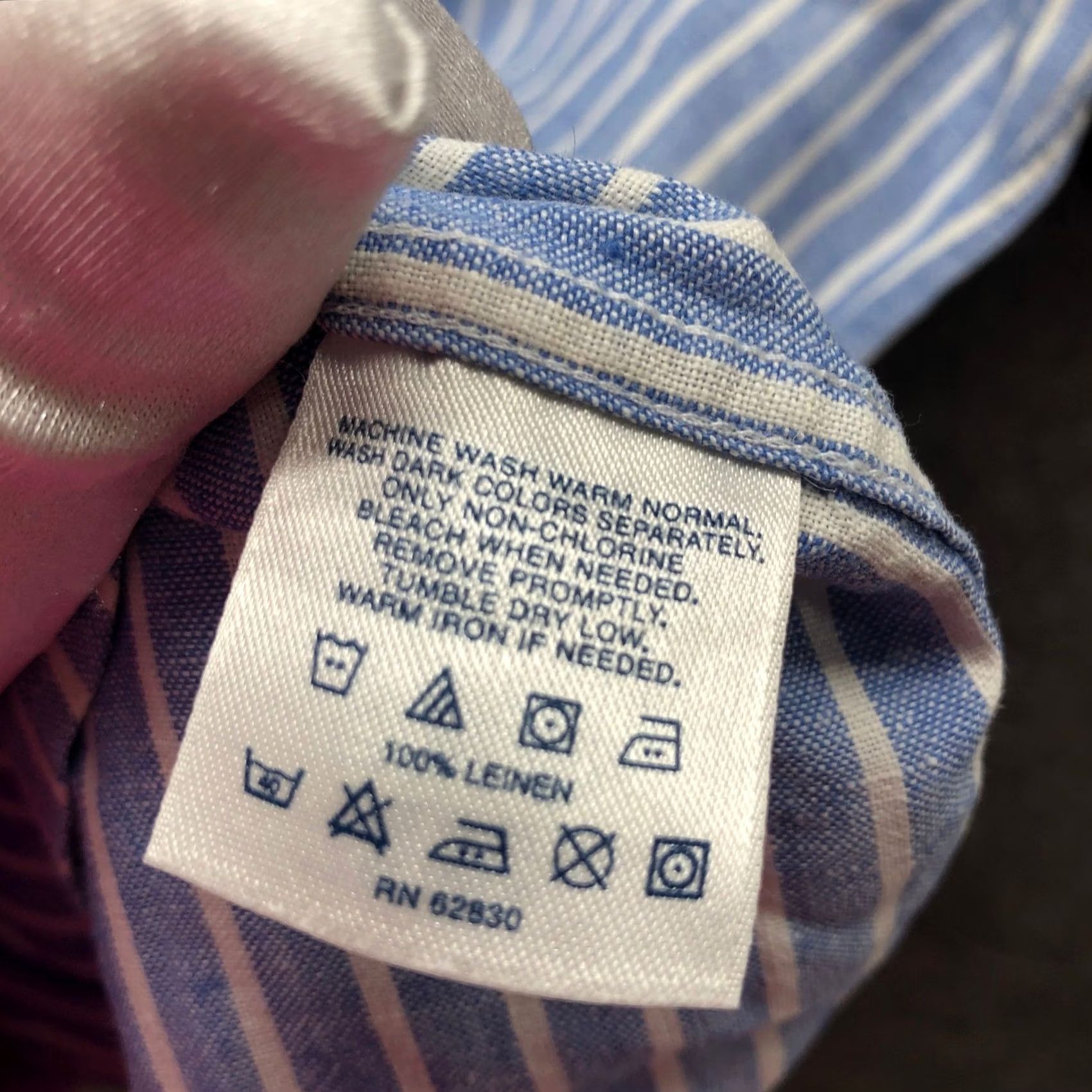 Lands' End Lands' End Short Sleeve Shirt Mens L Blue White Stripe Button-Down 100% Linen Size US L / EU 52-54 / 3 - 5 Thumbnail